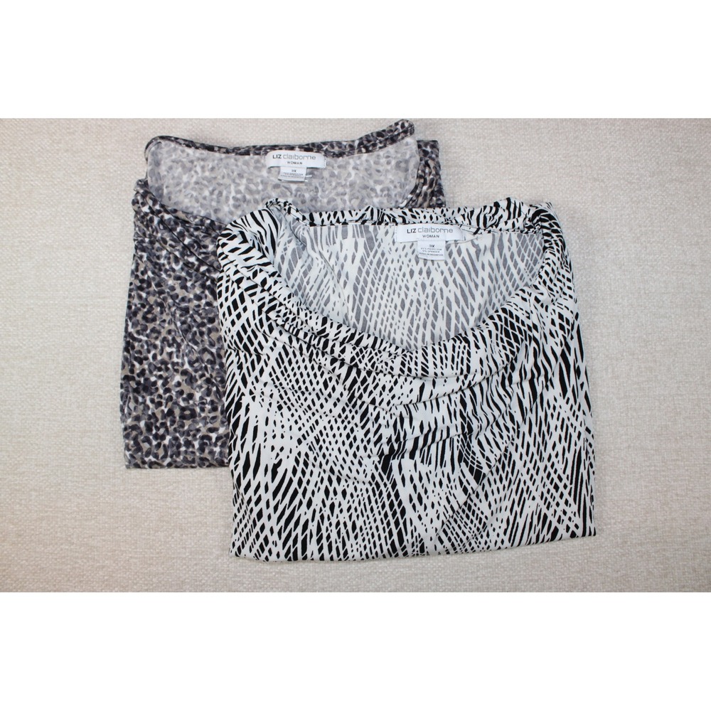 Liz Claiborne Woman 3X Cowl Neck Sleeveless Top Lot 2 Animal Abstract Print